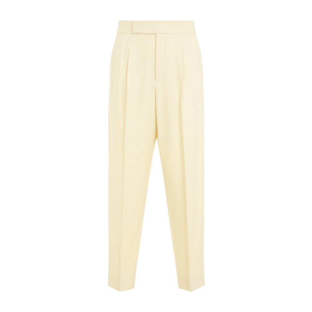 Fear Of God Single Pleat Tapered Cream Wool Trousers In Light Yellow