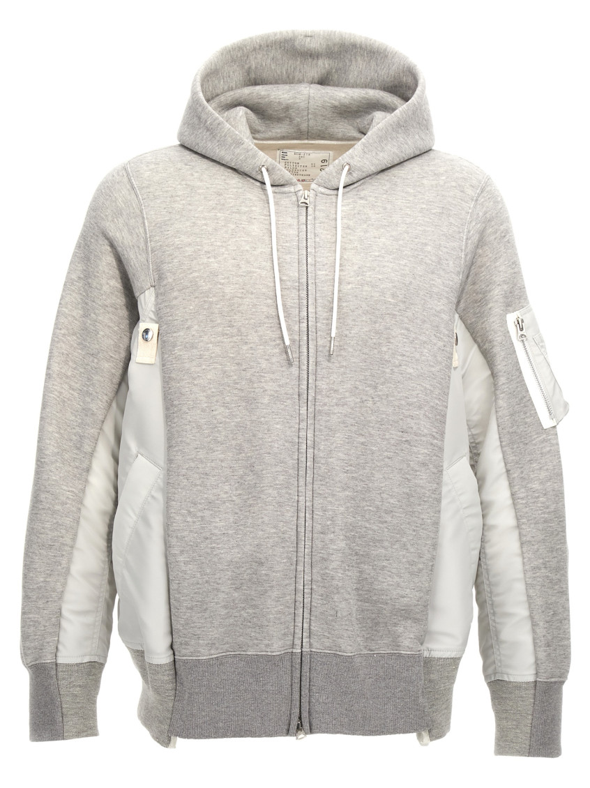 Sacai Light Grey Terry Sweatshirt In Grey