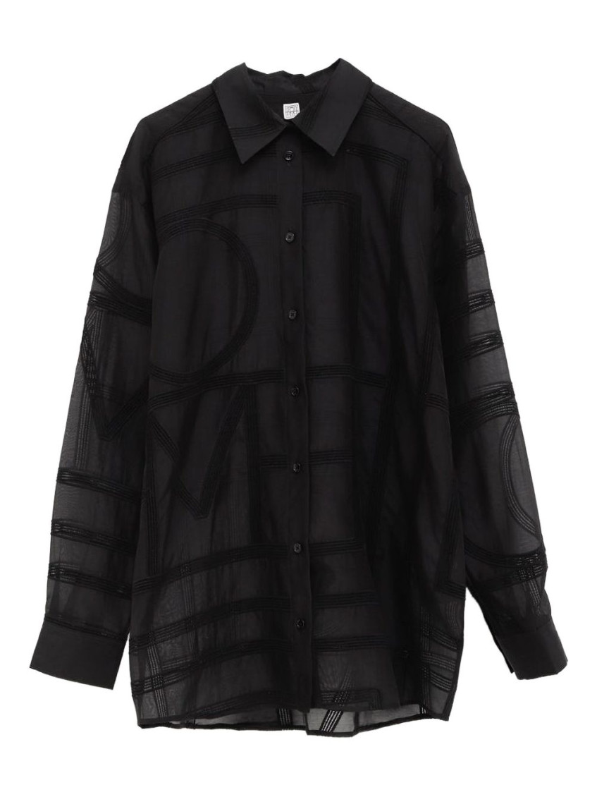 Totême Black Classic Crochet Shirt In Black
