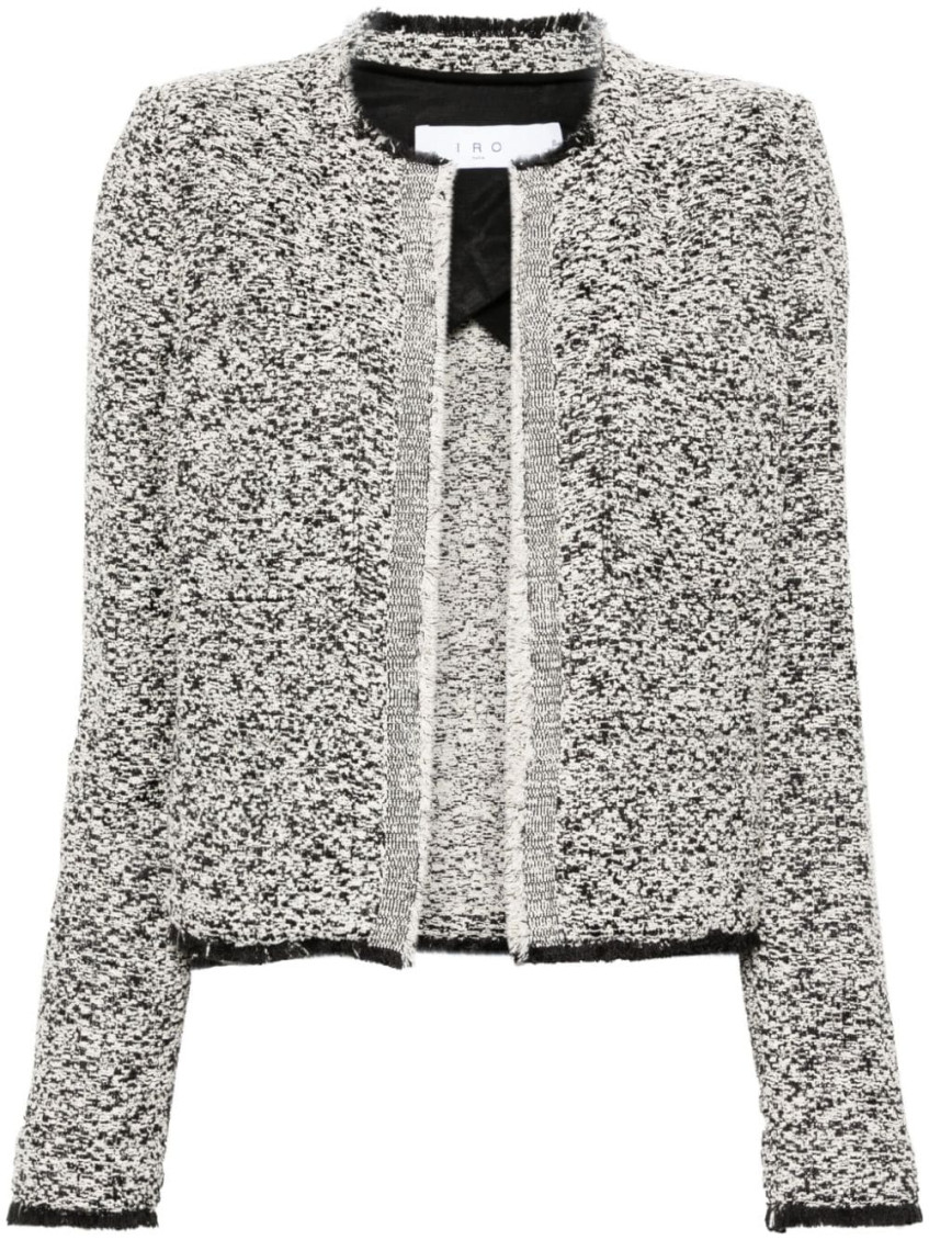 Iro Hazela Cropped Tweed Jacket In Gray