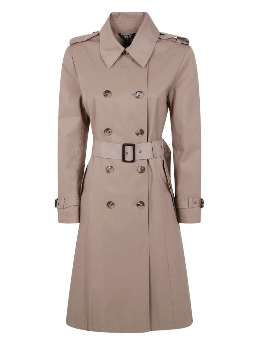 Ralph Lauren Beige Double-breasted Coat In Brown