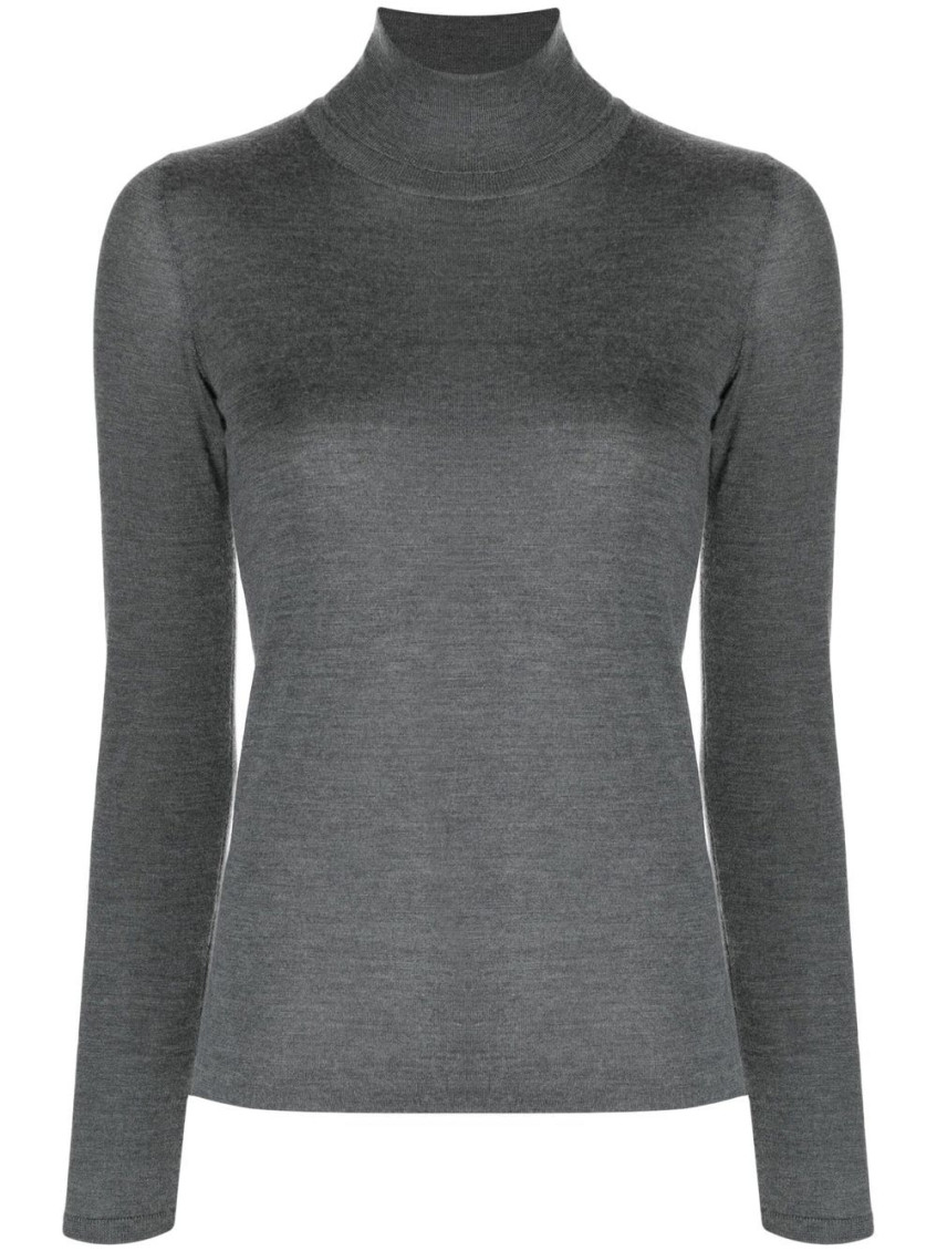 Brunello Cucinelli Grey Cashmere High-neck Sweater In Gray