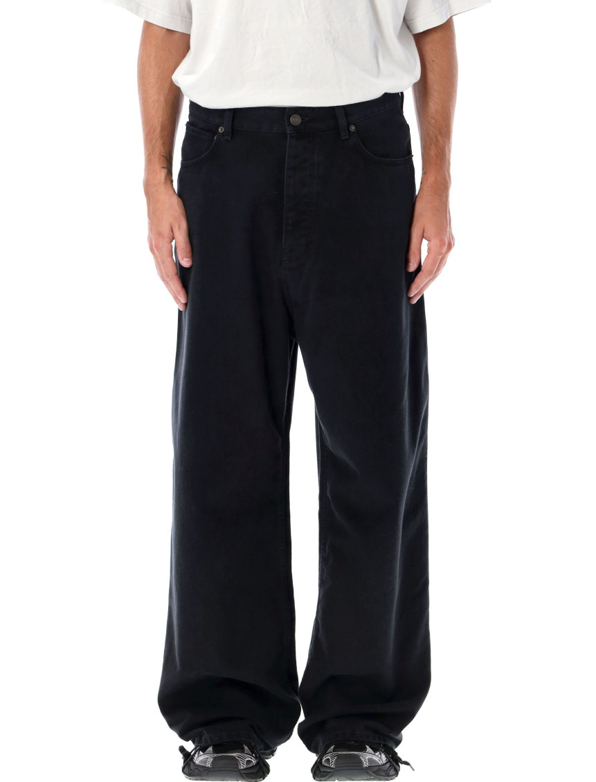 Balenciaga Black Loose Cut Baggy Jeans In Black