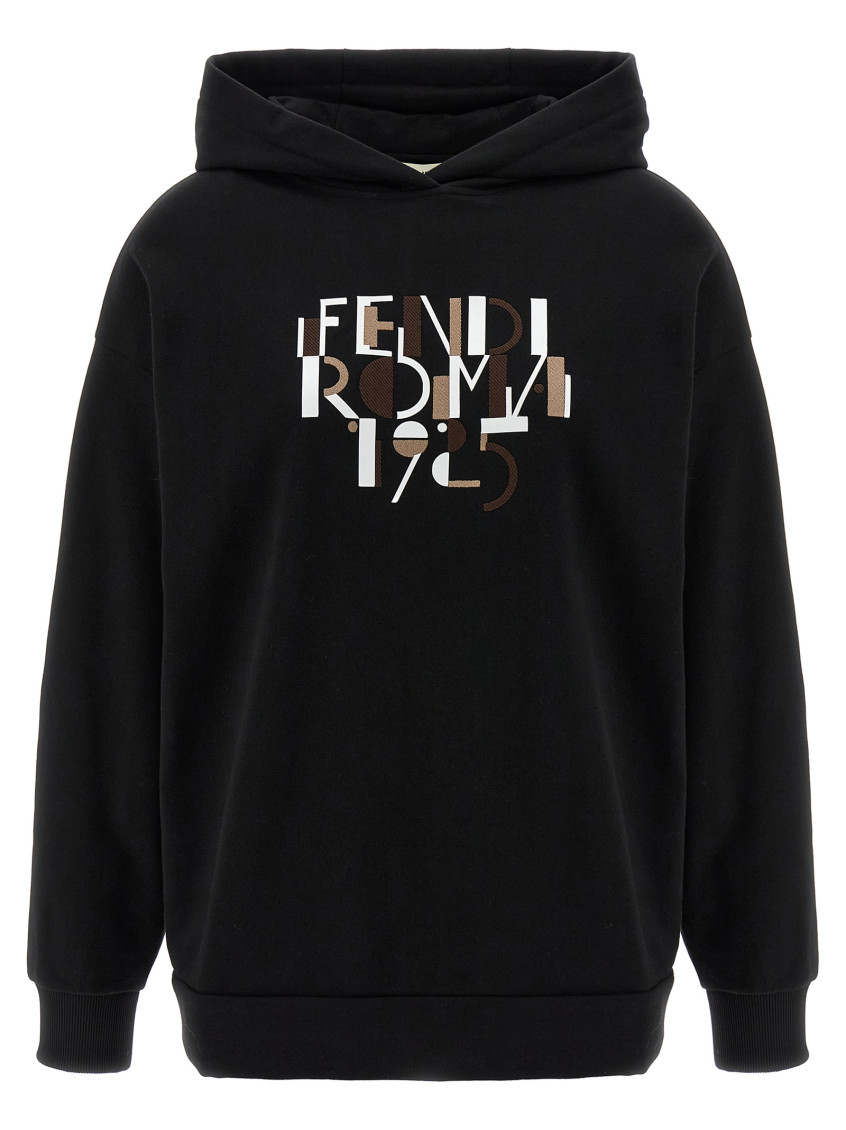 FENDI WOMEN BLACK LOGO PRINT HOODIE, S LUXURY SWEATSHIRTS & HOODIES FOR WOMEN DARVEYS