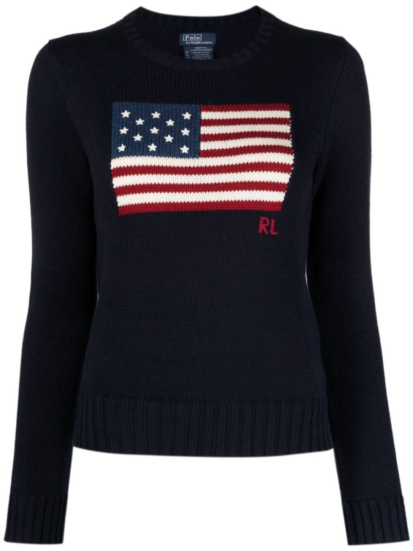 Ralph Lauren Navy Blue Graphic Print Sweater