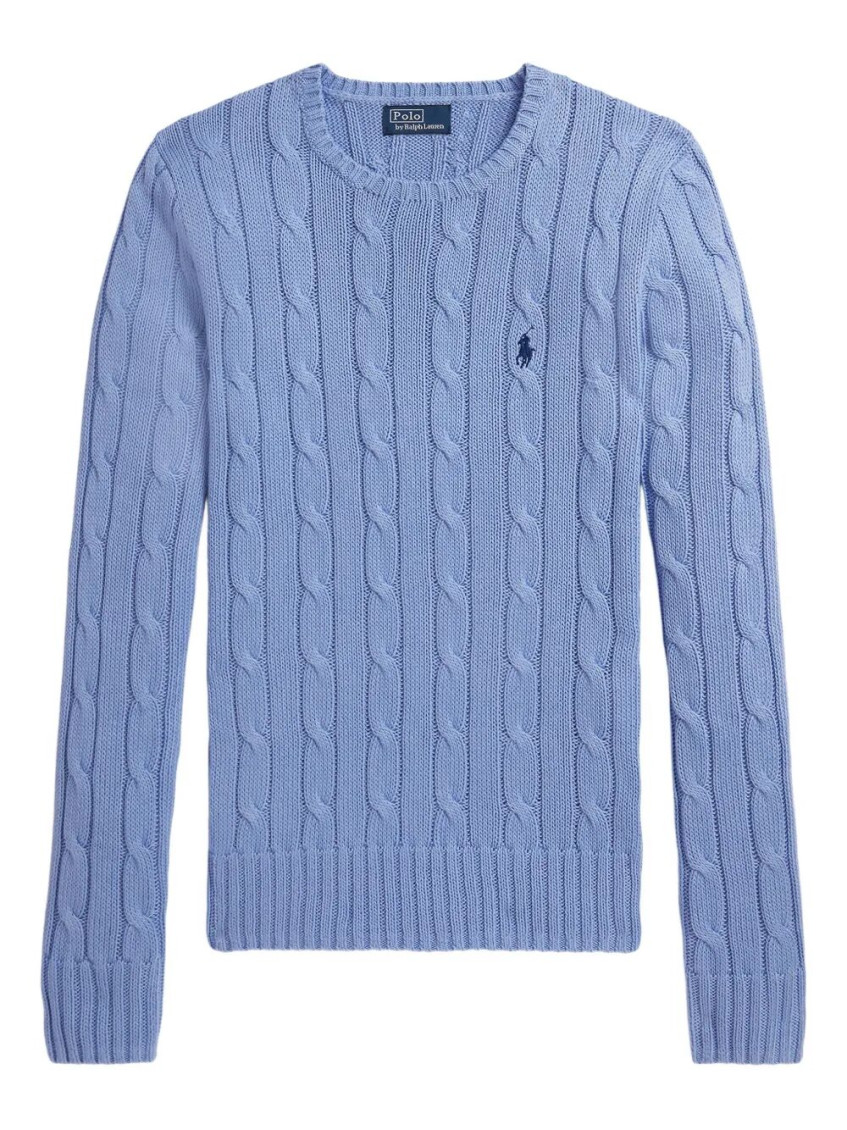 Ralph Lauren Blue Crewneck Embroidered Logo Sweater In Blue