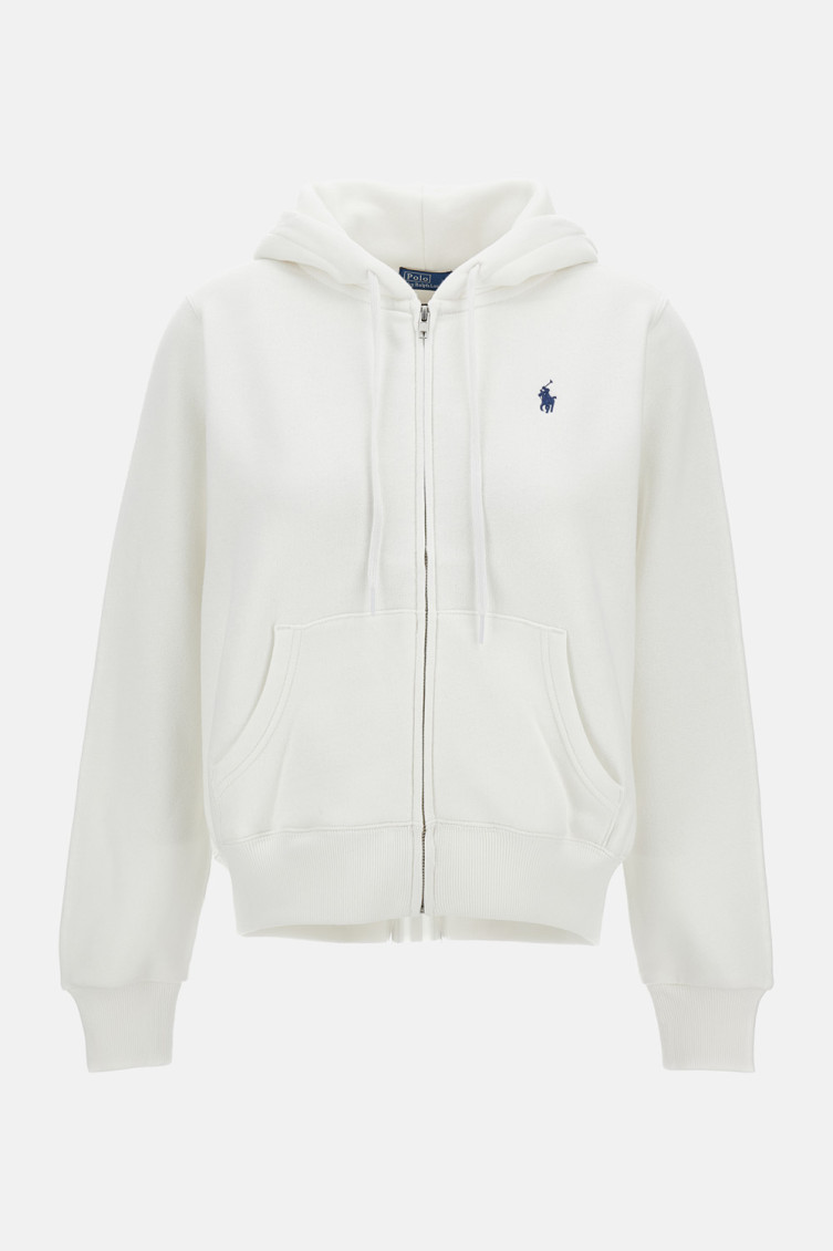 Ralph Lauren White Logo Zip-up Hoodie In Multi