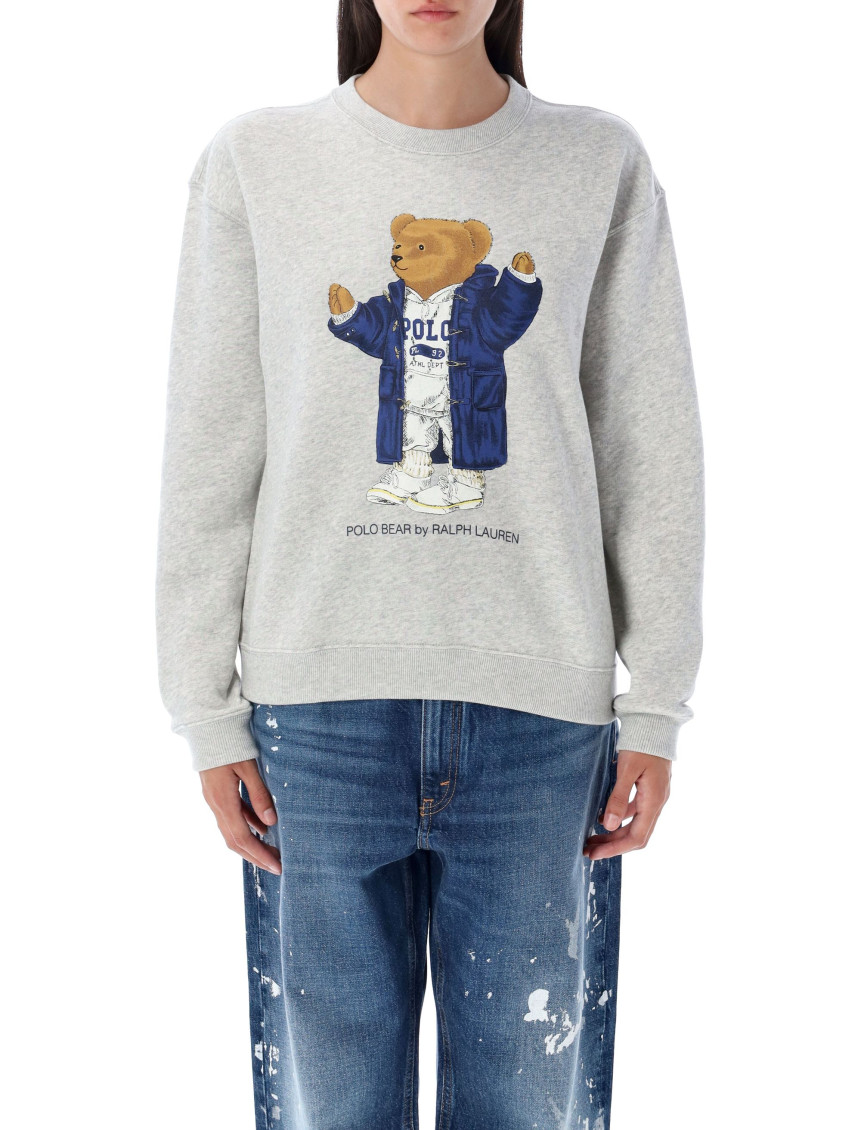 Ralph Lauren Grey Crewneck Logo Print Sweatshirt In Multi