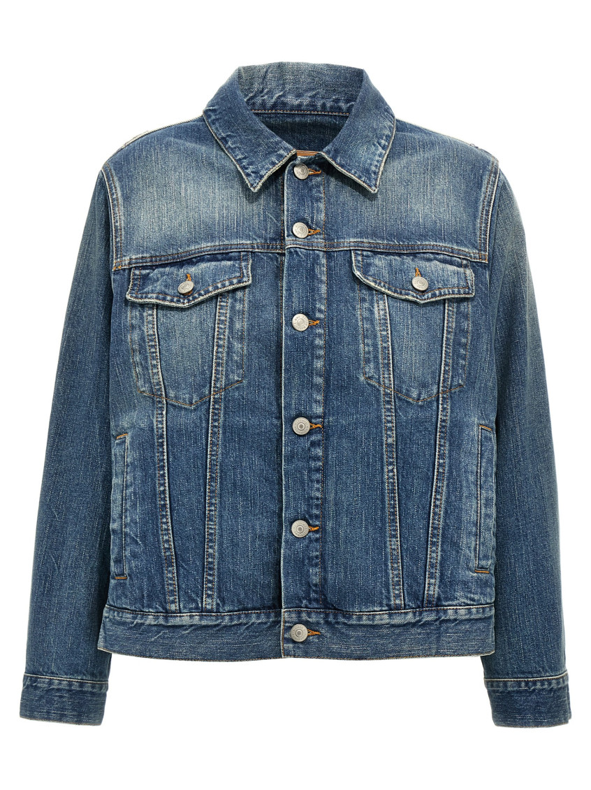 Mm6 Maison Margiela Denim Blue Jacket With A Worn Effect In Denim