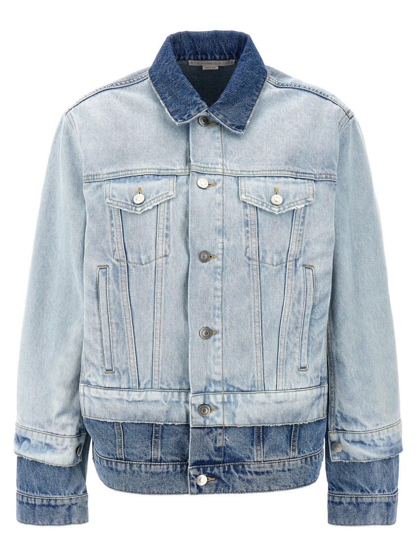 Stella Mccartney Denim Jacket With Contrasting Panel In Light Blue