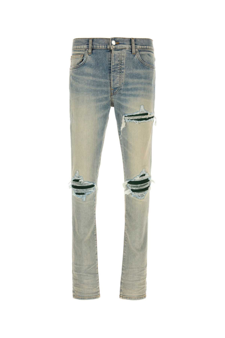 Amiri Mx1 Skinny-fit Panelled Distressed Jeans In Light Blue
