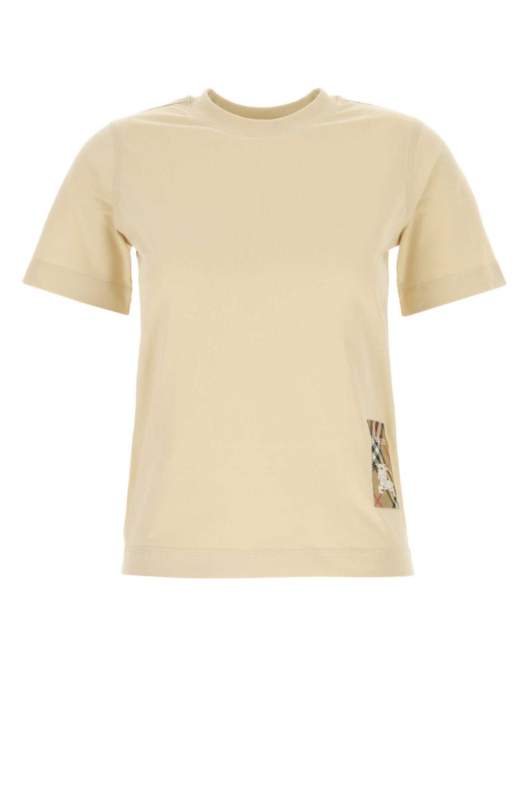 Burberry Beige T-shirt With Logo Application On The Front In Cotton Woman In Beige