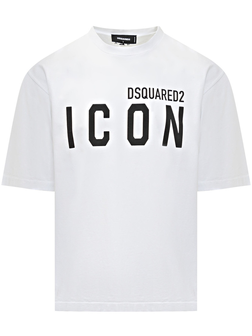 Dsquared2 White Crewneck T-shirt With Maxi Logo Print On The Front In White