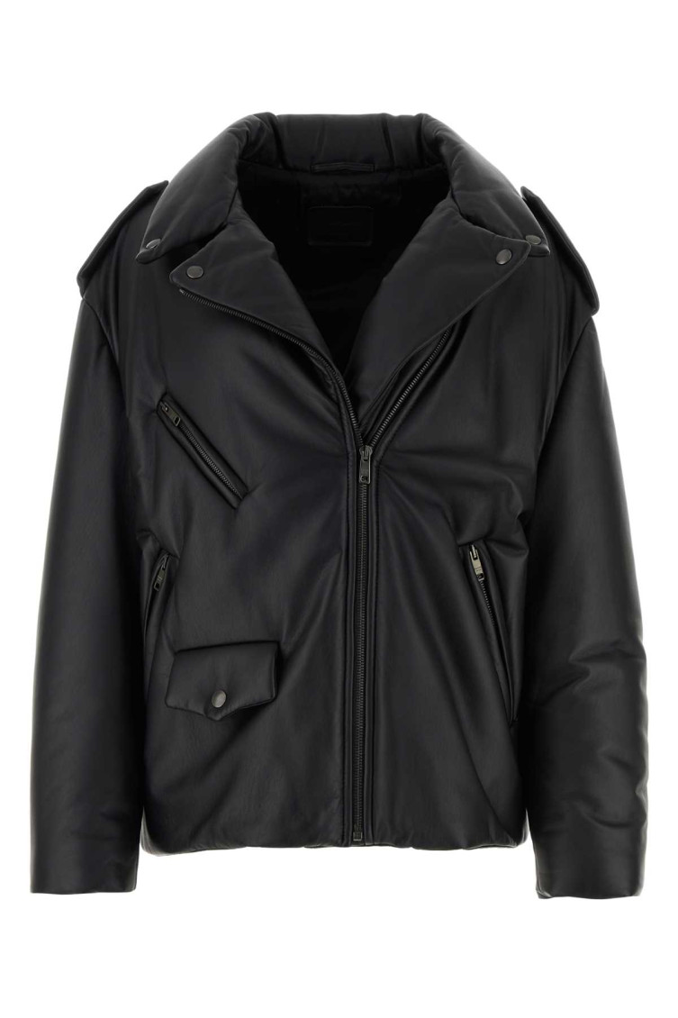 Prada Black Nappa Leather Padded Jacket In Black