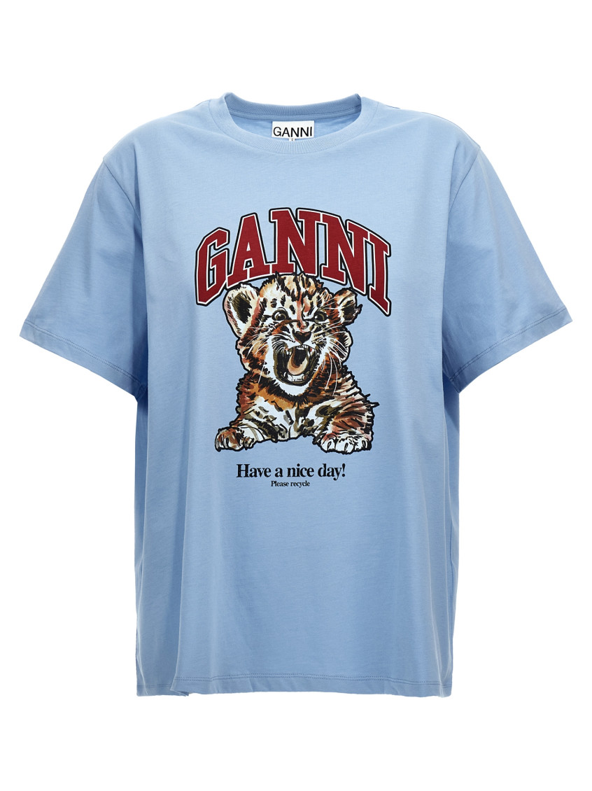 Ganni Basic Jersey Tiger Relaxed T-shirt In Multi