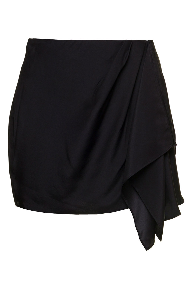 Gauge81 'anjo' Black Miniskirt With Dramatic Side Draping Detail In Black