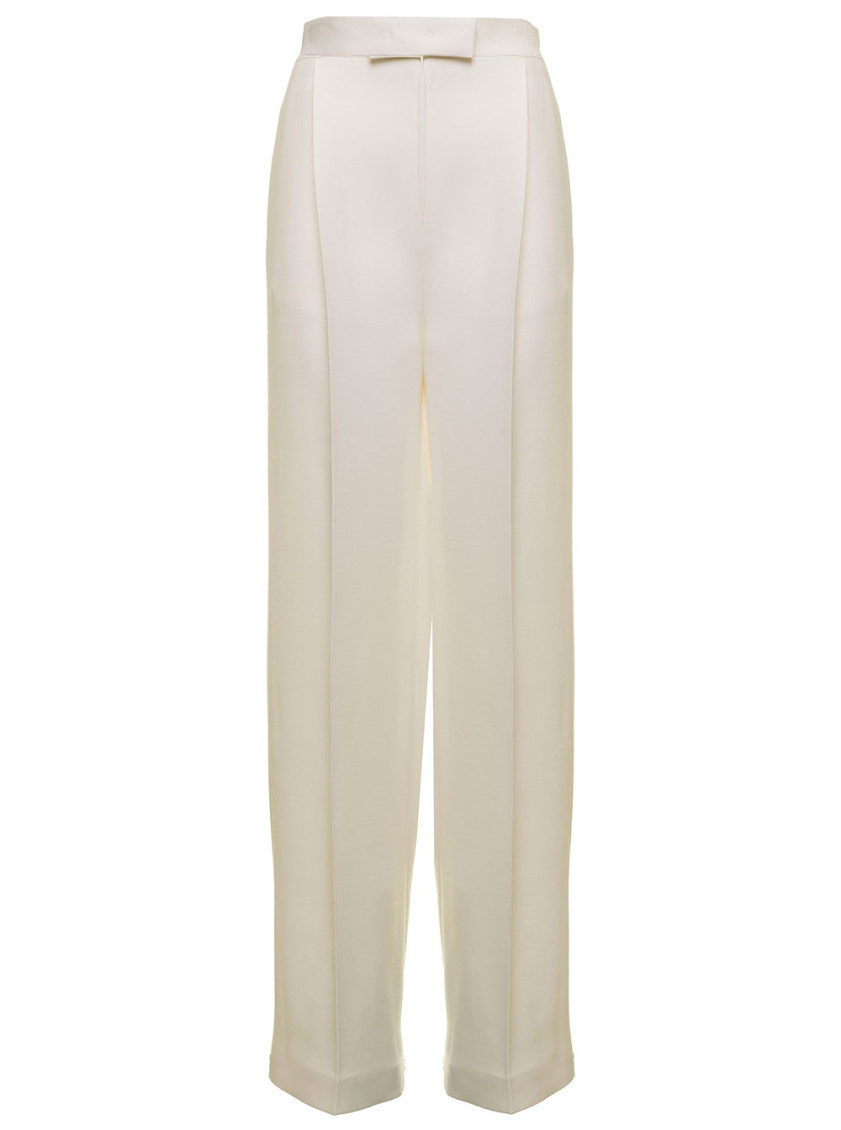 Fendi White Back Dart Straight Trousers In White