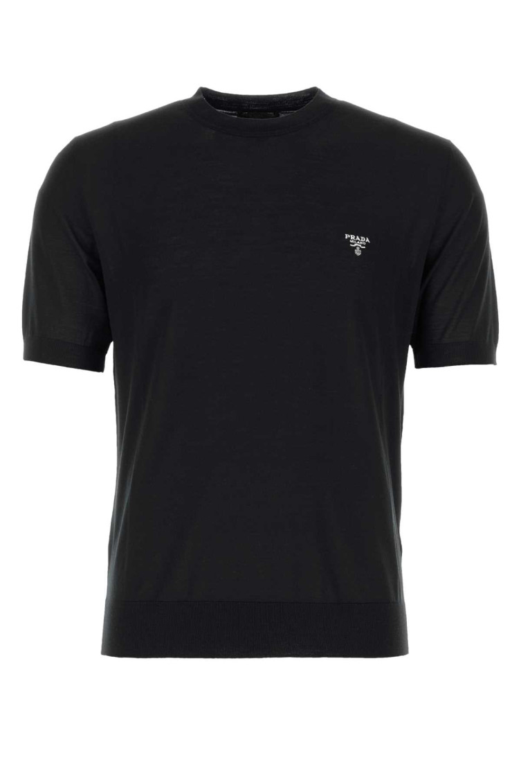 Prada Triangle Logo Oversized T-shirt In Black