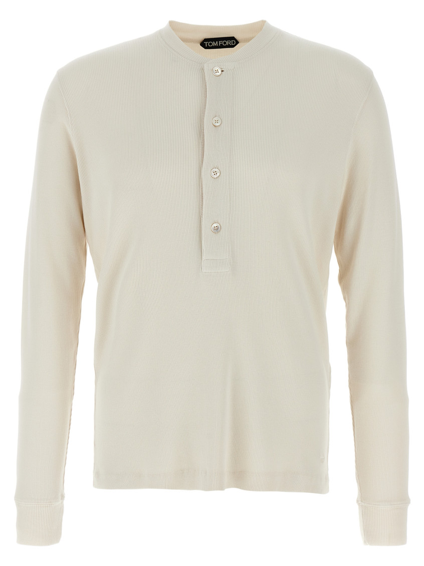 Shop Tom Ford White Henley T-shirt