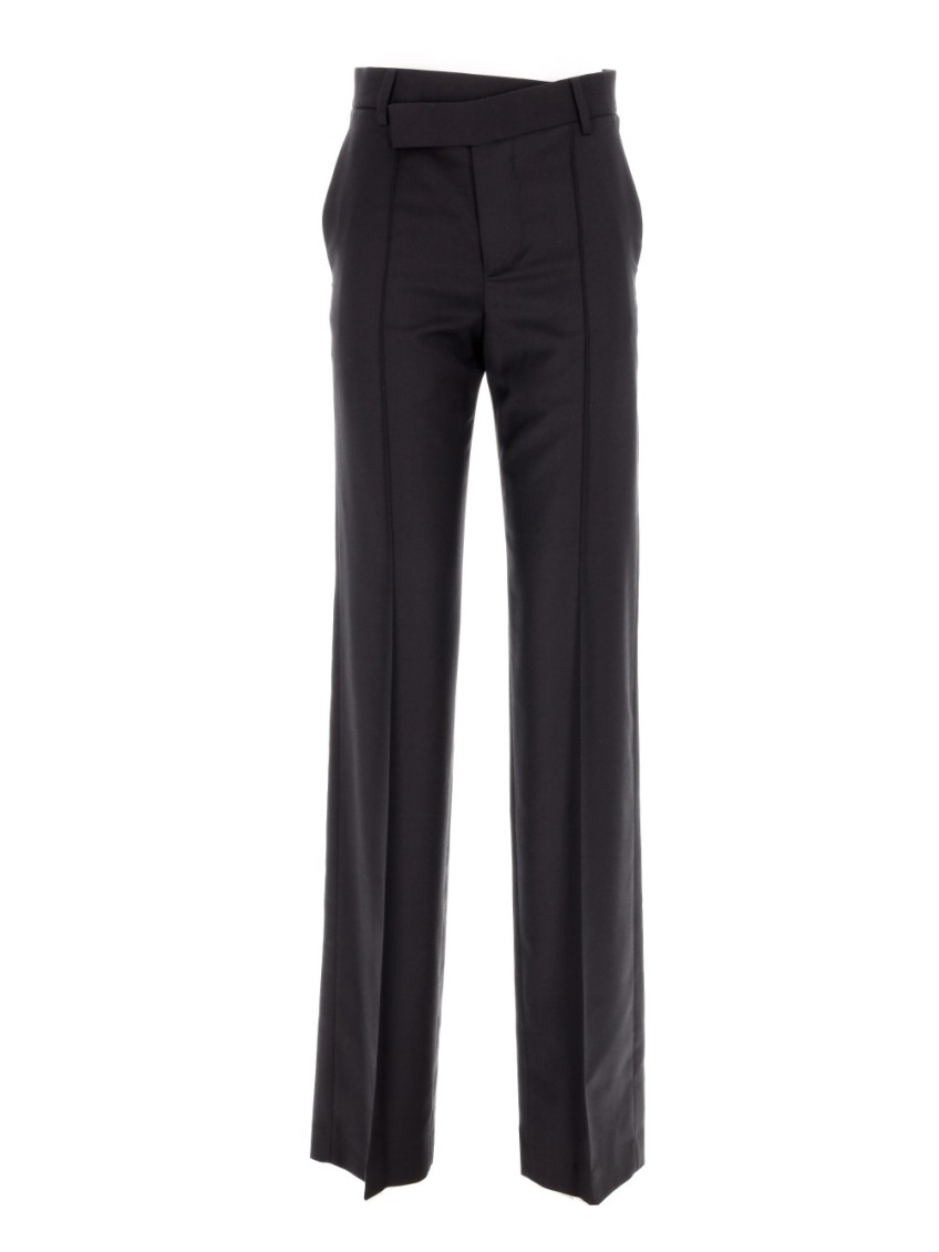 Ann Demeulemeester Regular Fit Trousers Asymmetric Waistband In Black