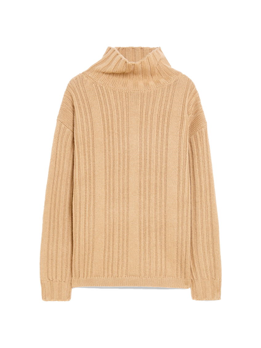Max Mara Vitalba Wool-blend Turtleneck Sweater In Light Brown