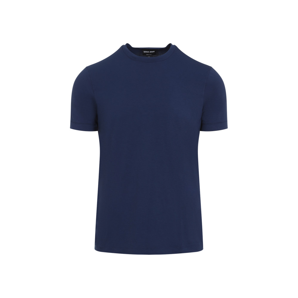 Giorgio Armani Crew Neck Plain Design Short Sleeves T-shirt In Navy Blue