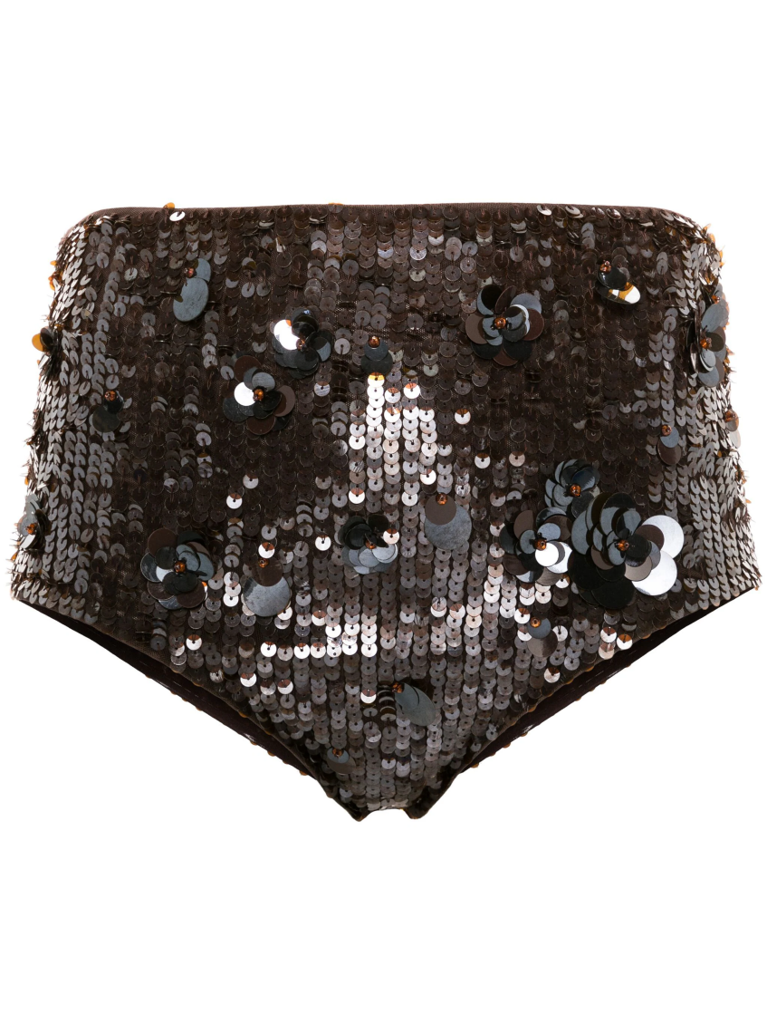 Shop P.a.r.o.s.h Brown Glow Mini Shorts