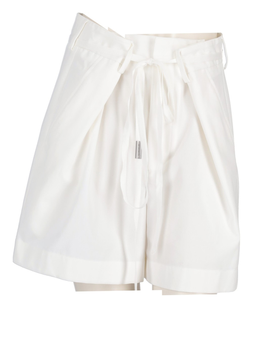 Ann Demeulemeester Jess Pleated Shorts Cotton Twill In White