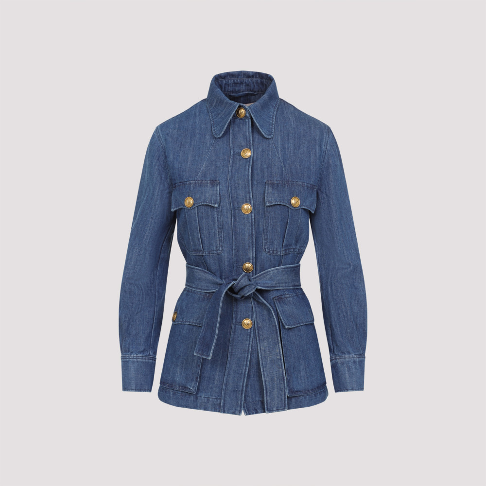 Shop Valentino Blue Sahariana Denim Jacket