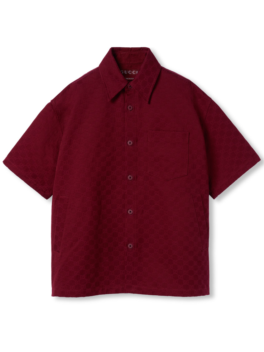 Gucci Tiziano Shirt With Chest Pocket And Short Sleeves In Red