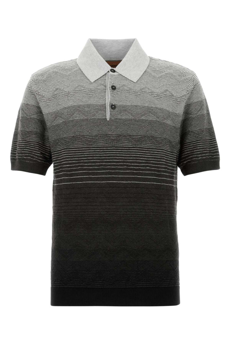Shop Missoni Grey Embroidered Cotton Polo Shirt In Multicolor