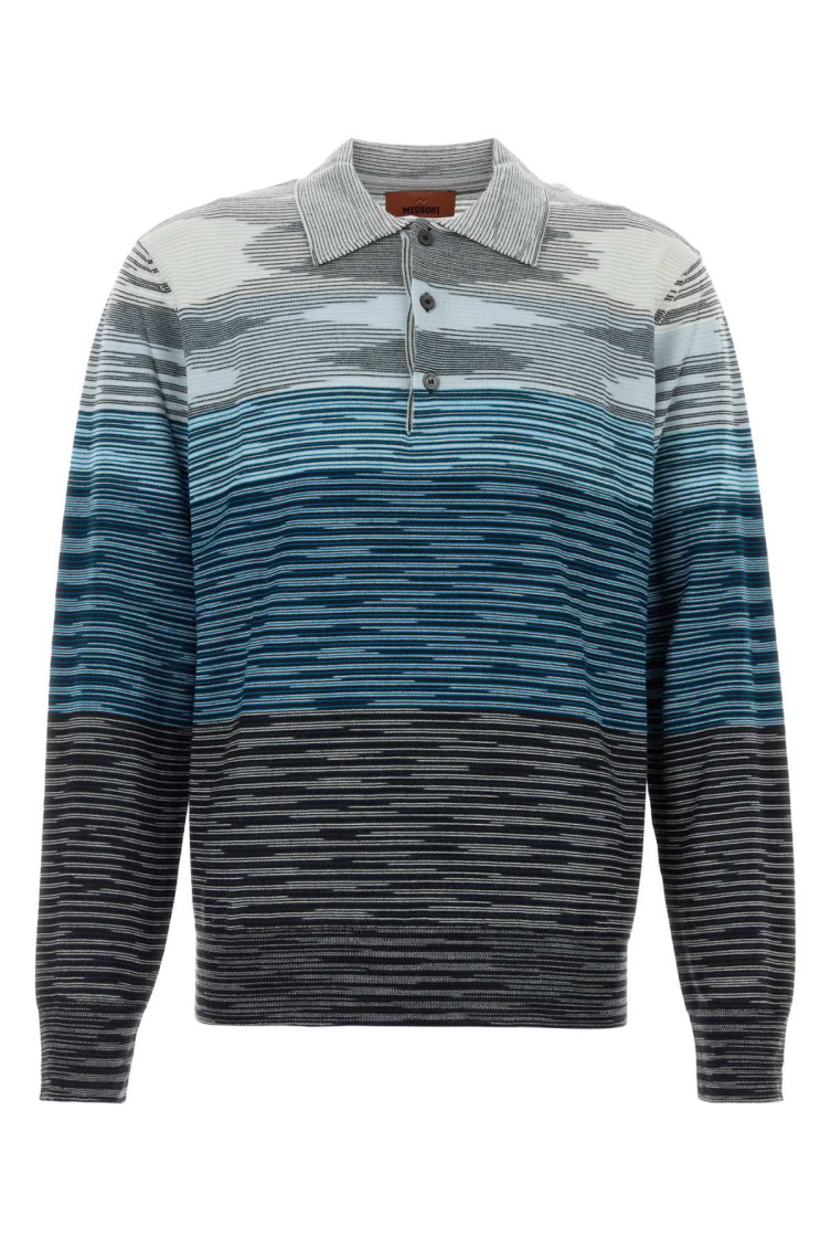 Missoni Embroidered Wool Polo Shirt In Multicolor