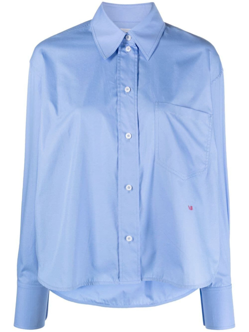 Victoria Beckham Shirt Cropped Long Sleeves In Light Blue