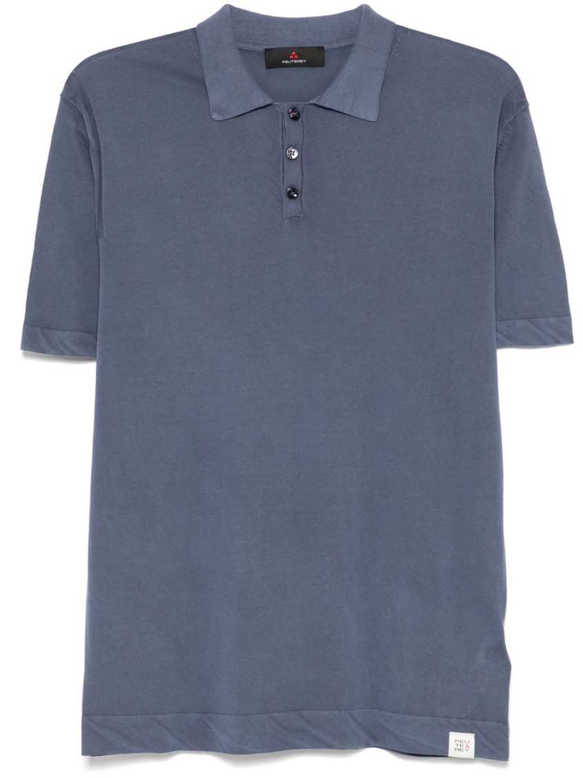 Peuterey Polo Classica In Tricot Di Cotone In Blue