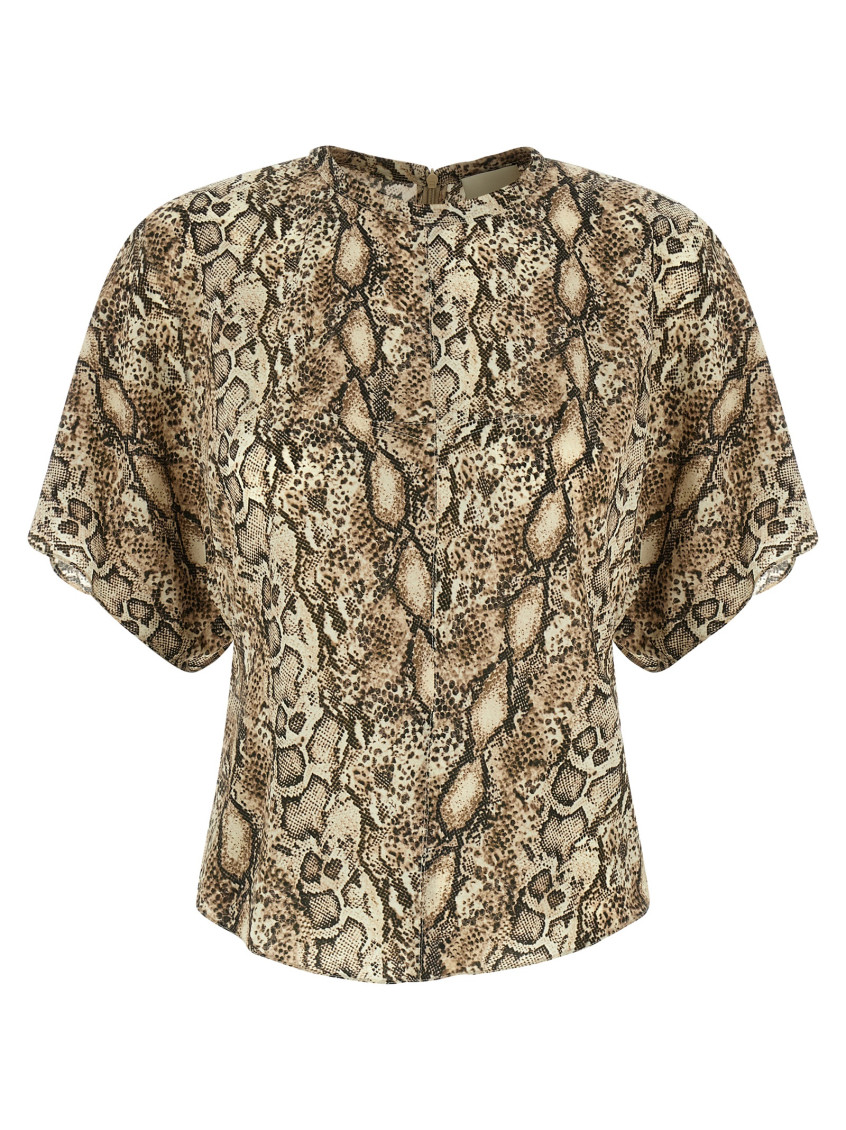 Isabel Marant 'animal Print Lightweight Top With Short Sleeves' In Multicolor