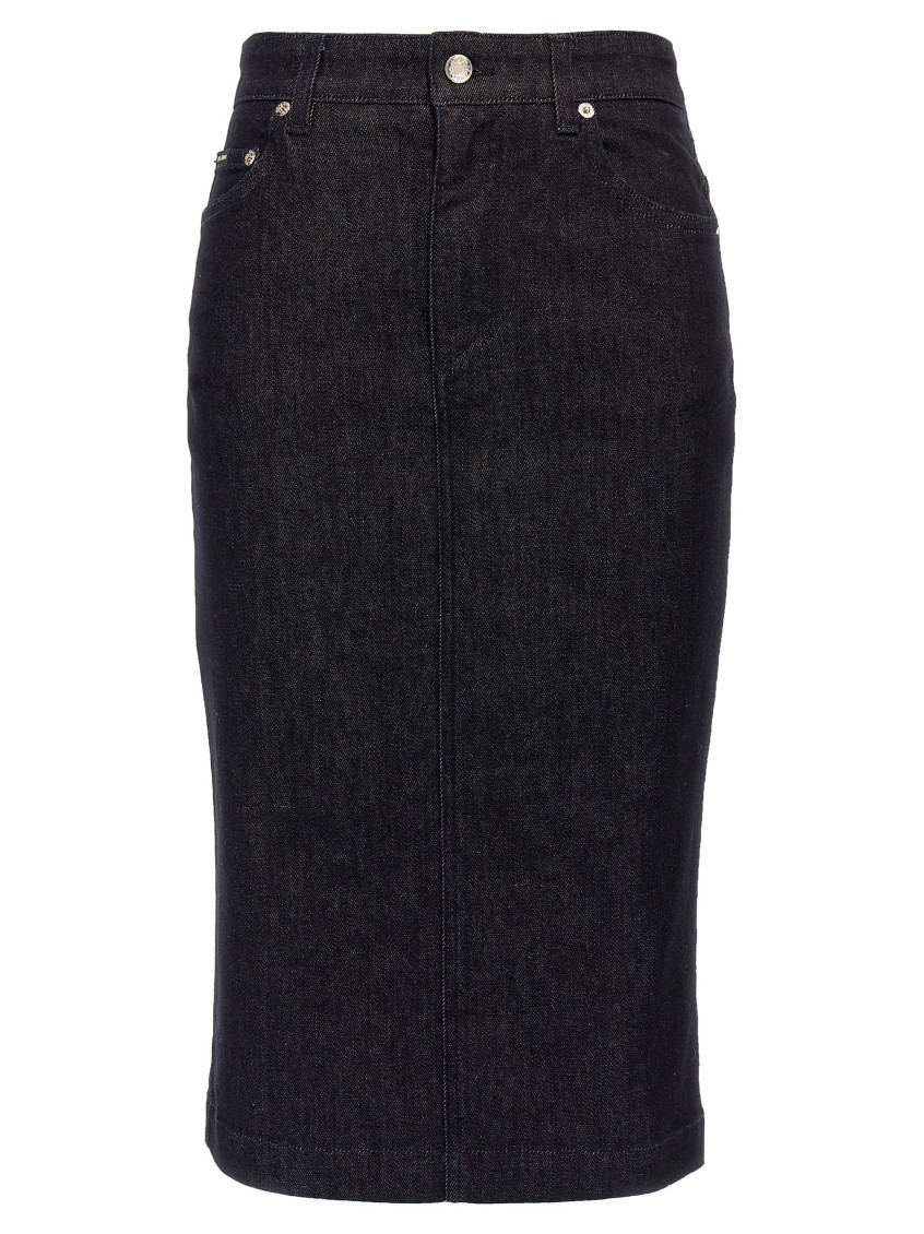 Dolce & Gabbana Denim Pencil Midi Skirt In Blue