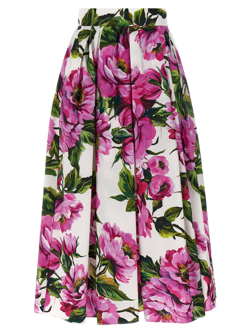 Dolce & Gabbana Multicolor Printed Midi Skirt In Multicolor