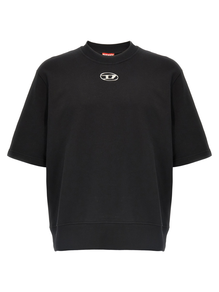 ★DIESEL★ S Cooling L1 Short Sleeve T-Shirt Black A115800BM Men's Half-sleeve sweatshirt with metallic logo | Black | Diesel