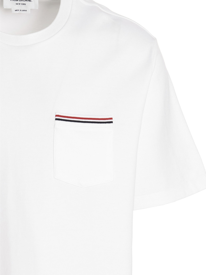 Thom Browne White Band Chest Pocket T-shirt for Men Online