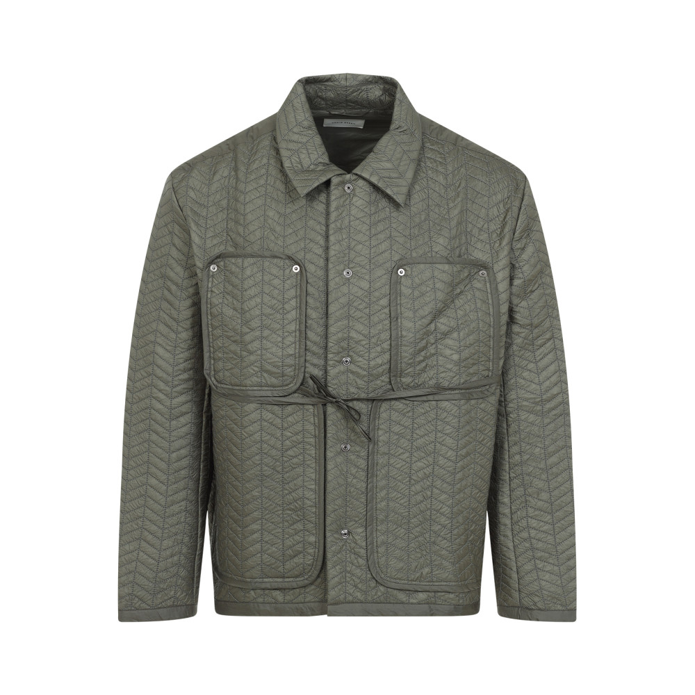 Craig Green Quilted Cotton Blend Jacket With Adjustable Drawstring In Green