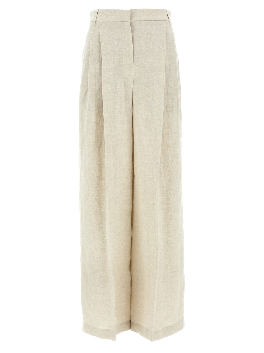 Brunello Cucinelli Relaxed Trousers In Garment Dyed Cotton Linen Cover Up In Beige