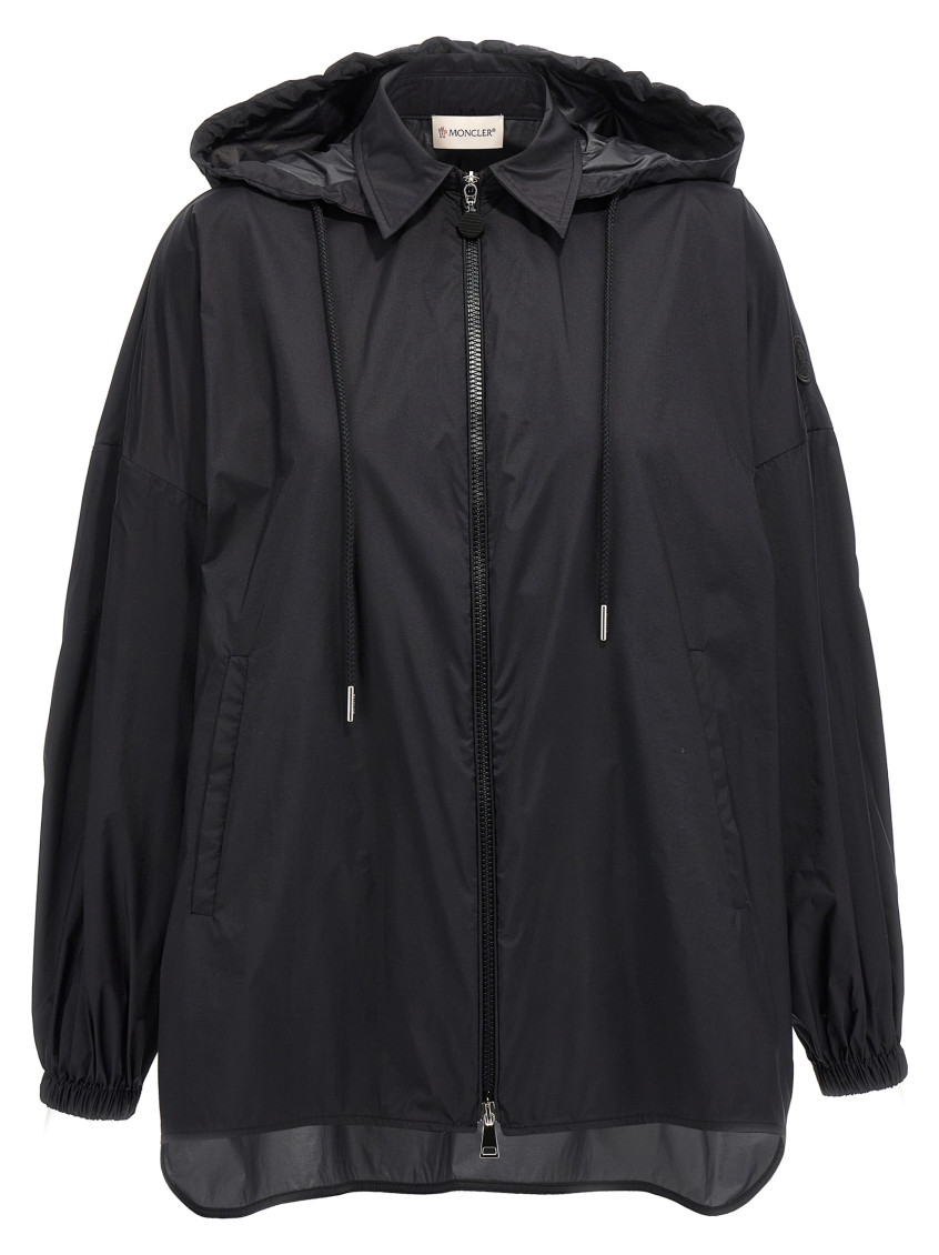 Shop Moncler Black Ruffled Windbreaker