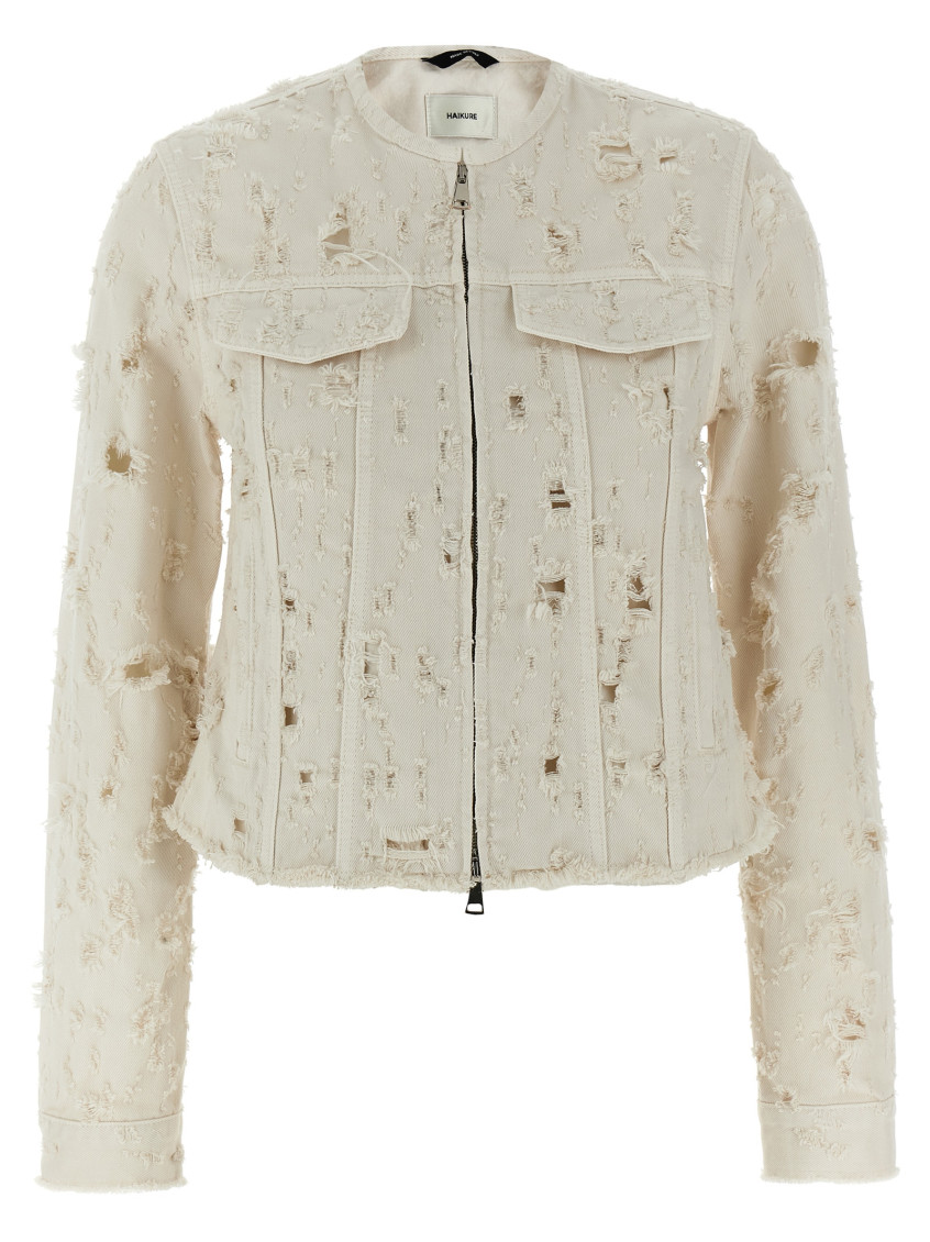 Haikure White Jacket With Rips In White
