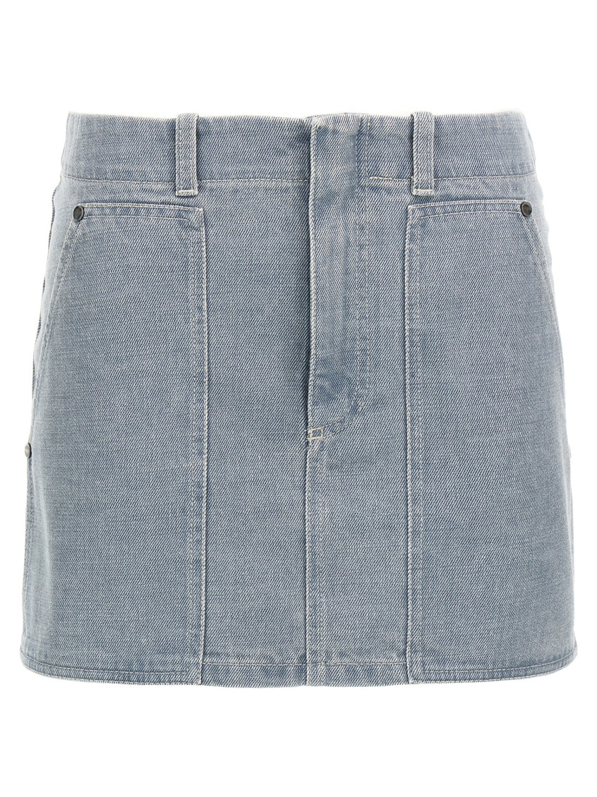 Shop Fendi Denim Go-to Skirt In Grey