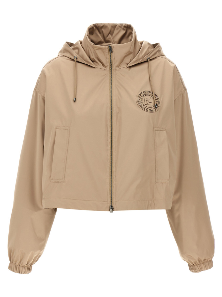 Fendi Women Cappuccino Polyester Windbreaker In Brown