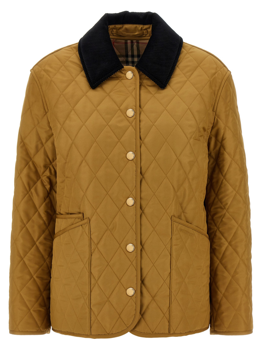 Burberry Corduroy-trimmed Quilted Shell Jacket In Brown