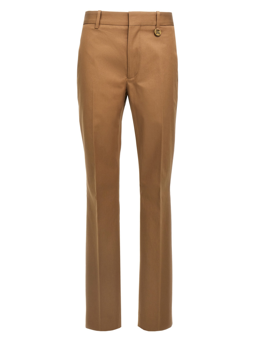 Burberry Straight Leg Trousers With Front Pleat In Beige