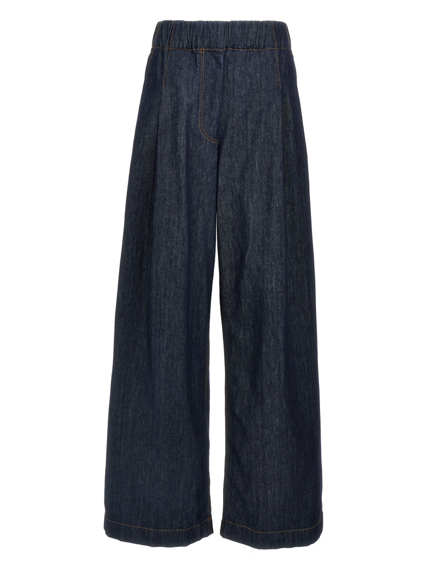 Dries Van Noten "pila" Wide Leg Trousers In Blue