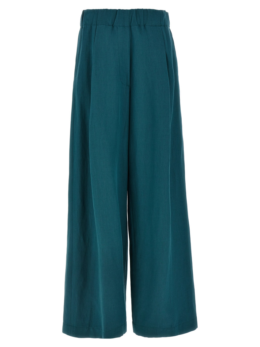 Dries Van Noten Trousers Wide Leg Elastic Waistband In Green