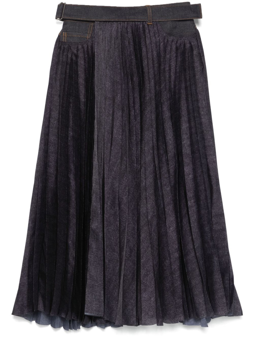 SACAI BLUE DENIM MIX SKIRT